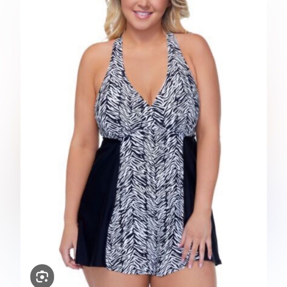 Island escape black plus size H back underwire one piece swimsuit